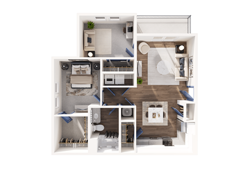 Floor plan for 1 bed, 1 bath, 966 sqft